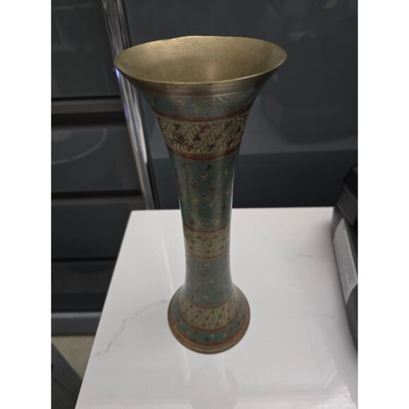 Kashmiri Meenakari brass vase - Picture 1 of 5
